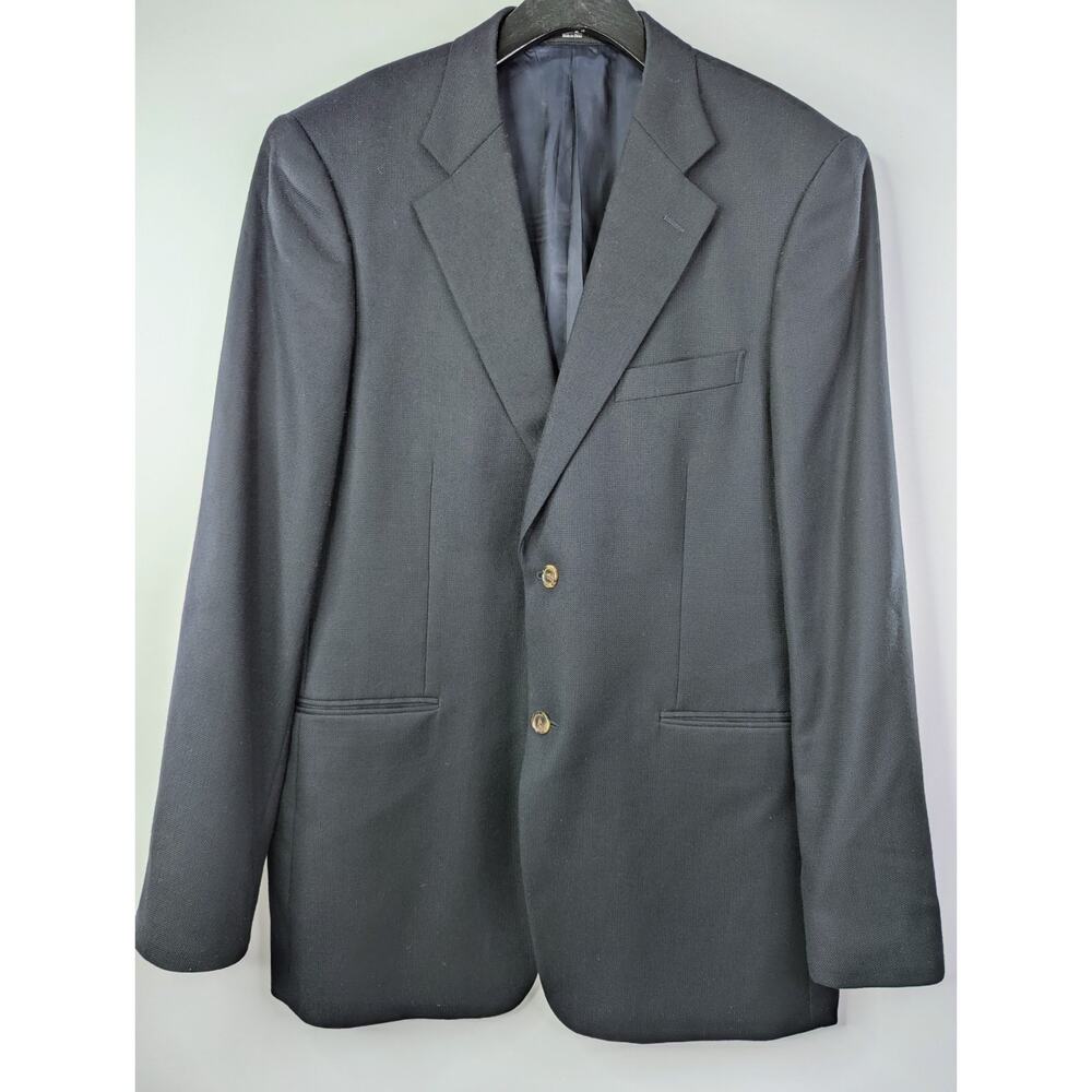 John W Nordstrom Loro Piana Super 120s Blazer Mens 44L Navy Button Dual Vent